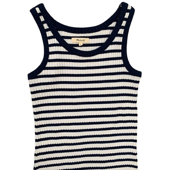 Madewell Ribbed Tank Midi Dress Stripe Size Small - Picture 5 of 8